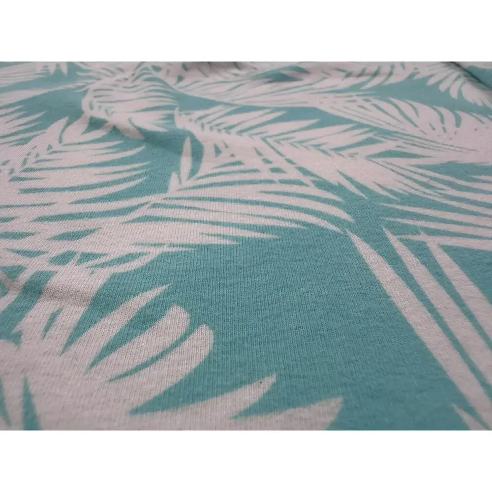 Belle Beach by Kim Gravel French Terry Short Sleeve Hoodie Light Aqua Palm XL - Picture 8 of 12